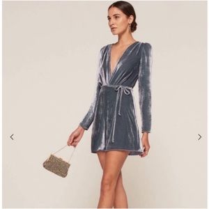 Reformation | Silk Velvet Chrissy Wrap Mini Dress Blush Pink